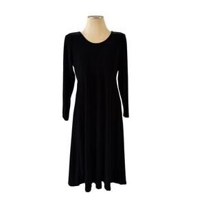 Vtg Y2K 2000s Black Velvet Long Sleeve A Line Maxi Dress Sz 14 Fairy Grunge